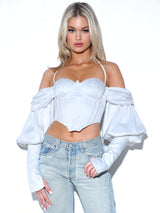 Kendall Satin Puff Sleeve Corset Top