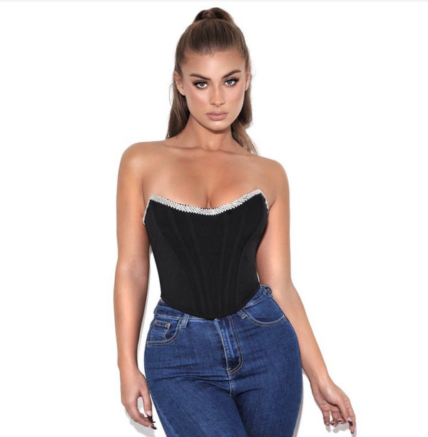 Melanie Crystal Trim Corset Top