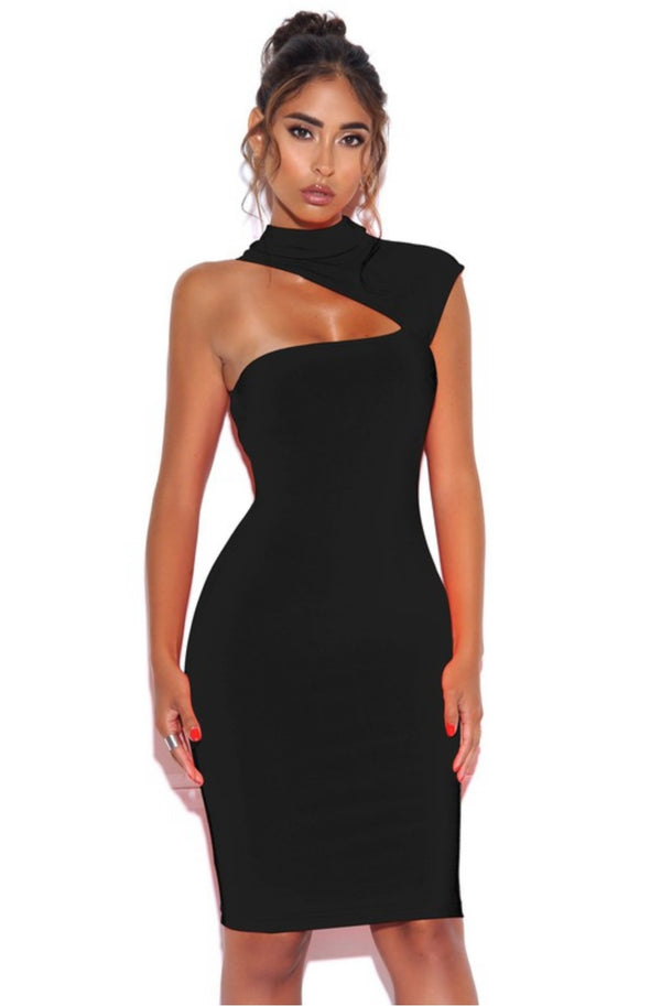 Joelle Asymmetric Neck Cut Out Dress